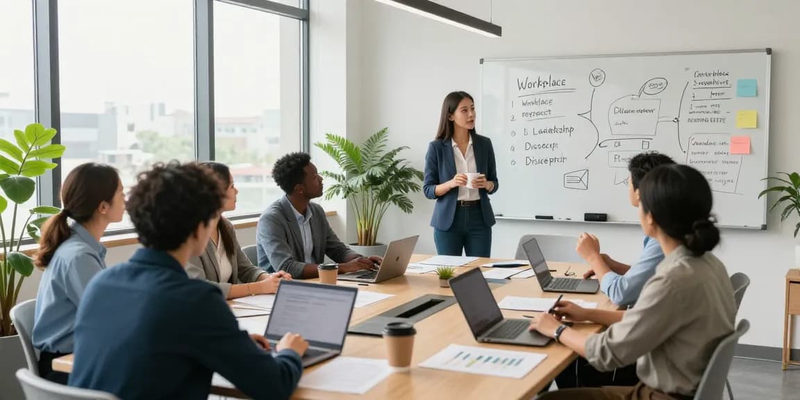 Teamdiskussion über respektlosen Arbeitsplatz und Führungskompetenz in modernem Büro.