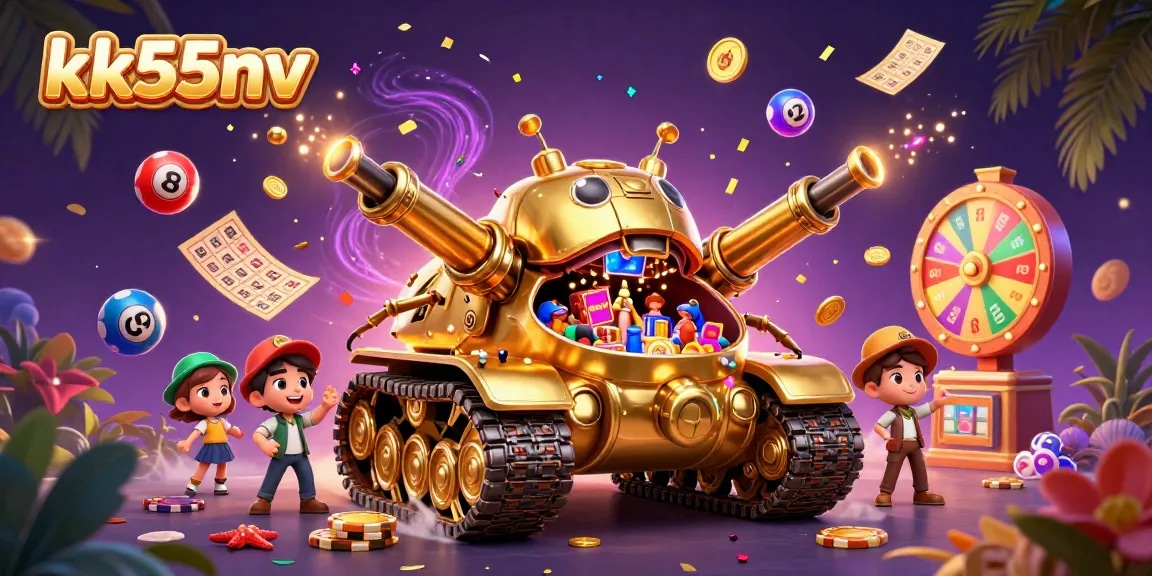 Engage in thrilling games at kk55nv with a vibrant 3D casino illustration full of action!