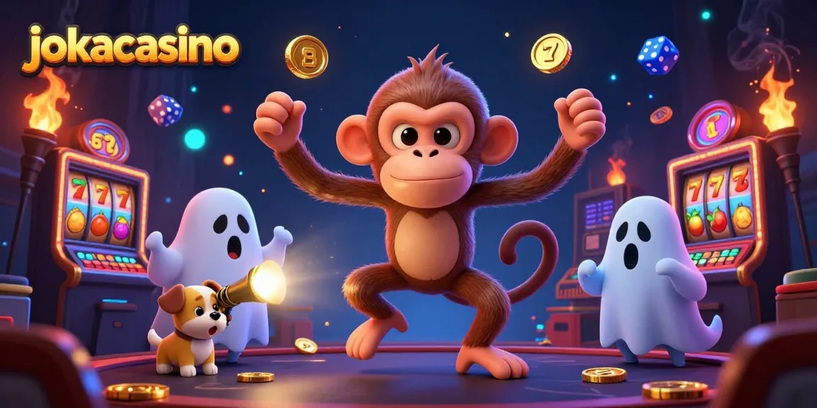 Engage with jokacasino’s haunted gaming world featuring a mischievous monkey and ghost-hunter puppy.