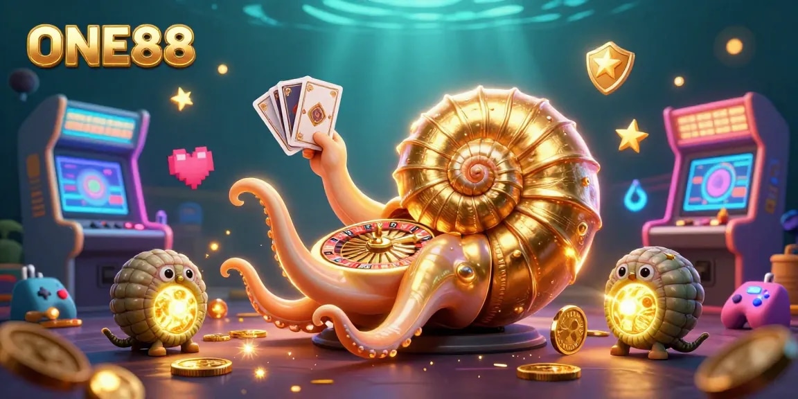 Engage in ONE88's thrilling casino adventure with the giant nautilus roulette wheel and glowing ammonite companions.