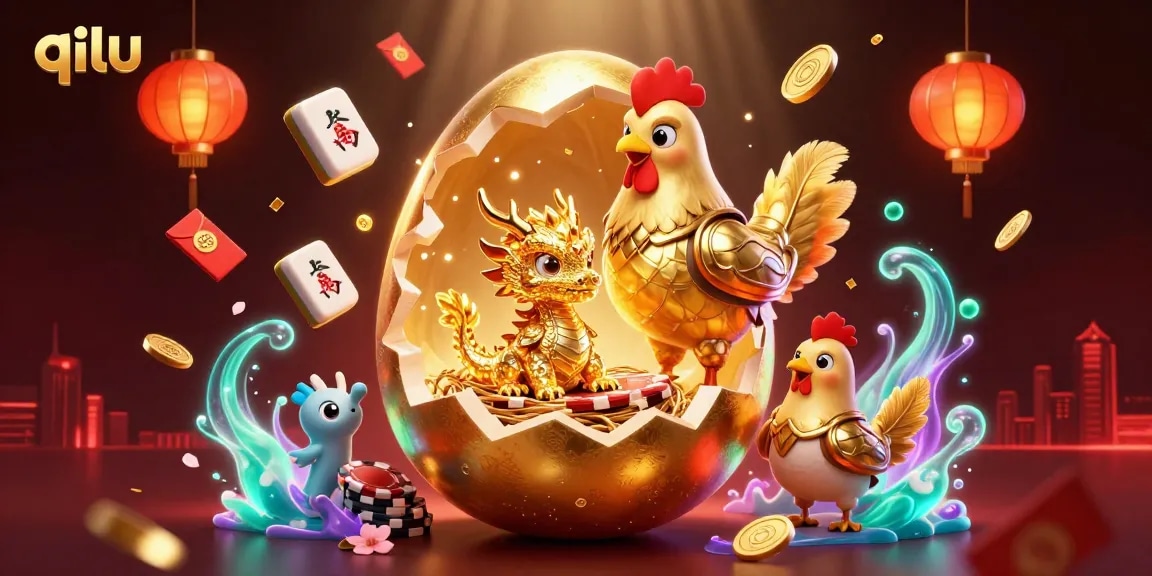 Engage with the exhilarating world of qilu featuring a golden dragon and poker chips.