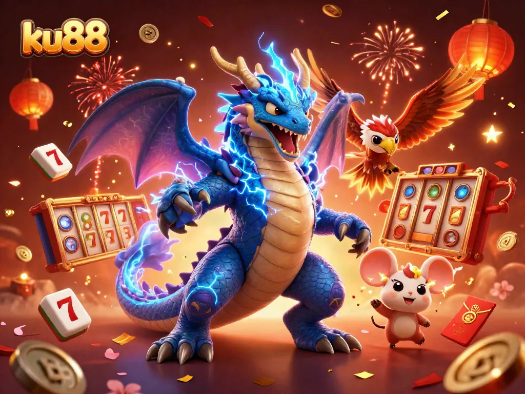 Experience exciting games at ku88 with vibrant 3D characters and casino elements.