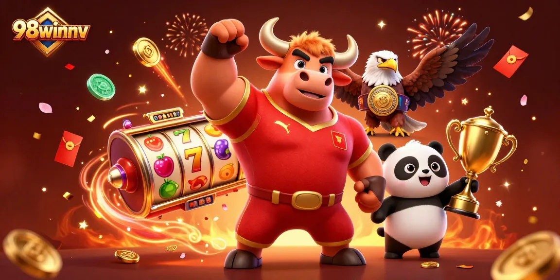 Experience the excitement of 98winnv with a winning trio of characters celebrating a casino victory.