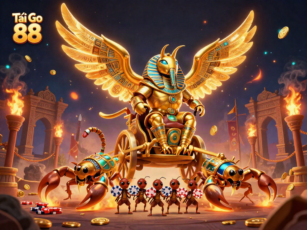 Tải Go 88 offers an exciting visual of a rich gambling experience with vibrant characters and dynamic casino elements.