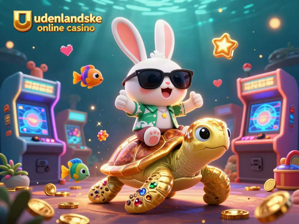 Play at udenlandske online casino with vibrant underwater-themed cartoon illustration showcasing excitement.
