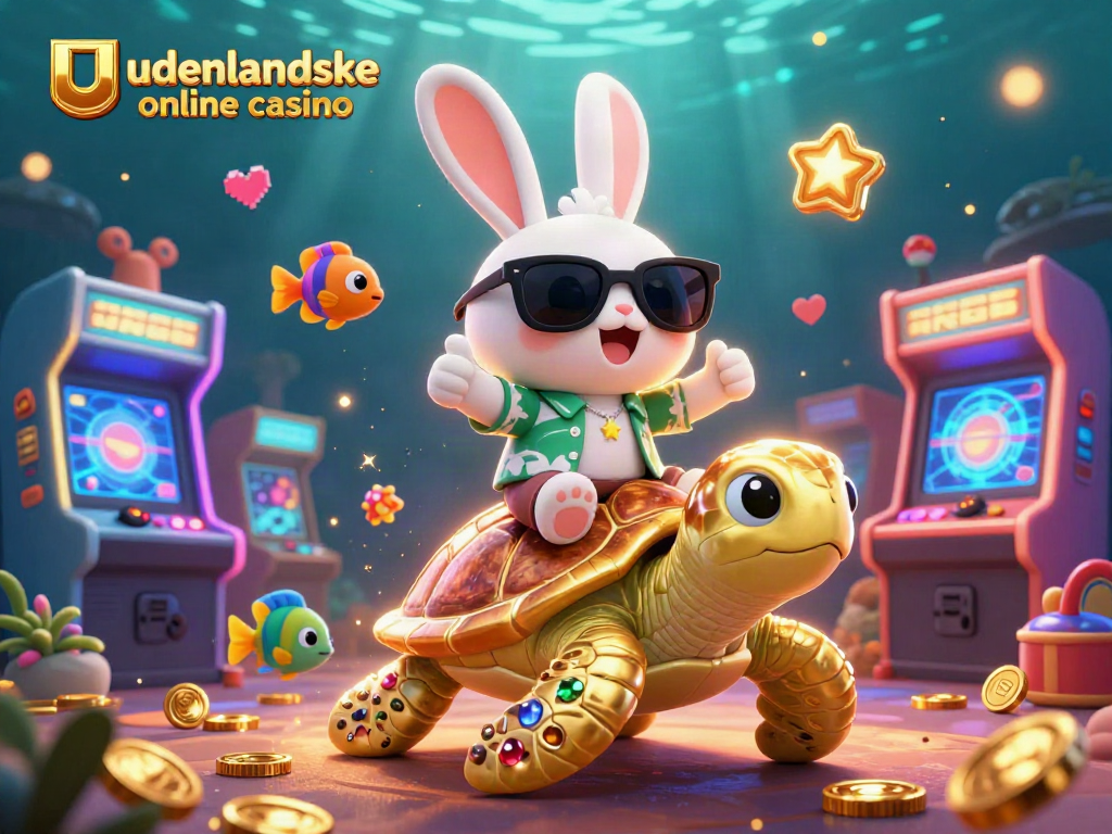 Play at udenlandske online casino with vibrant underwater-themed cartoon illustration showcasing excitement.