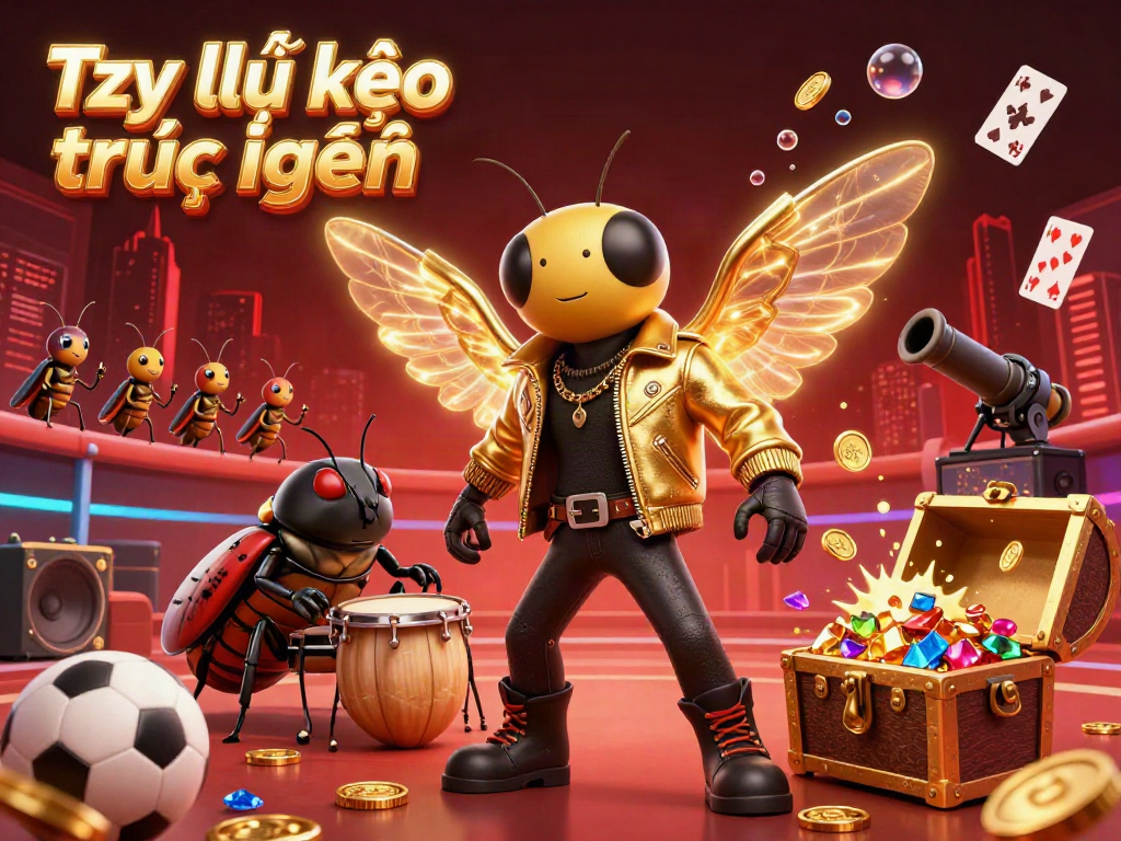 Engage with Tỷ lệ kèo trực tuyến in an exciting gambling scene featuring a cicada rock star, vibrant elements, and rich details.