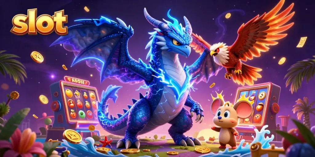 Engage with thrilling slot gameplay as vibrant characters symbolize luck and excitement.