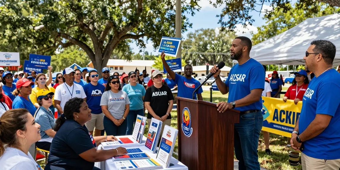 Casey Askar energizing supporters at a political campaign event.
