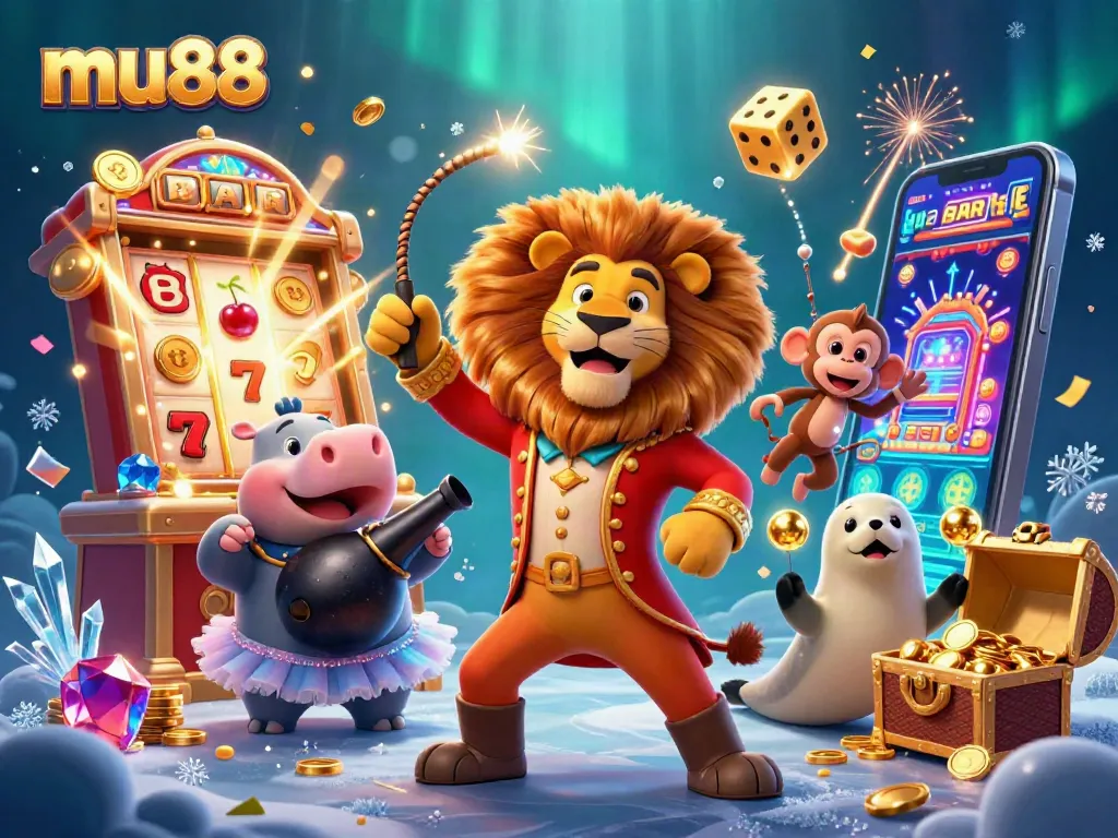 Experience thrilling mu88 gaming with vibrant 3D circus-themed casino action, featuring lively characters and dynamic elements.