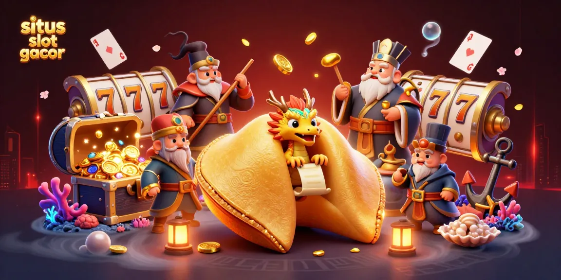 Situs slot gacor showcases dynamic casino action with a wise dragon amidst golden treasure, engaging players for big wins.