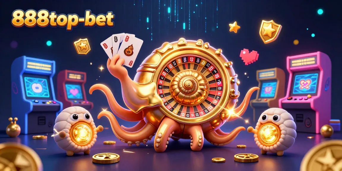 Engage in thrilling gaming at 888top-bet, showcasing an ancient giant nautilus and dynamic casino elements.
