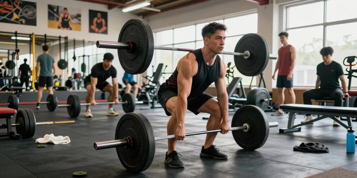 Bodybuilder training at the Anabolika Shop gym, showcasing determination with weights and fitness equipment in a motivating atmosphere.