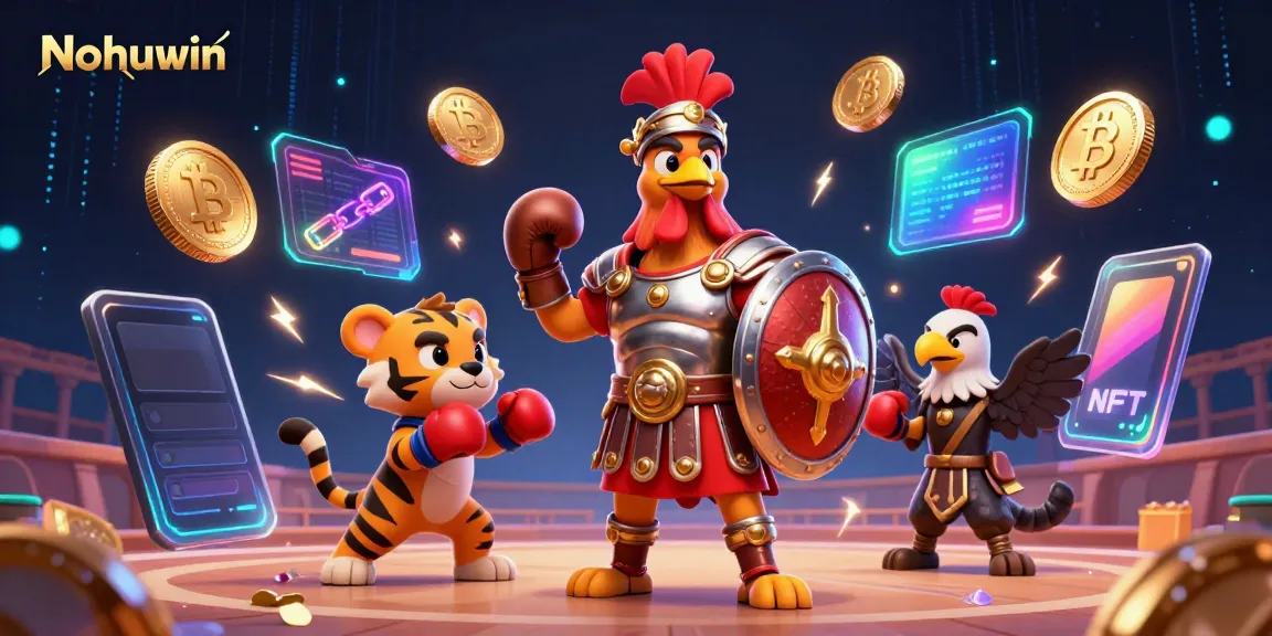 Nohuwin gladiator rooster showcases vibrant gambling excitement in a crowded colosseum scene