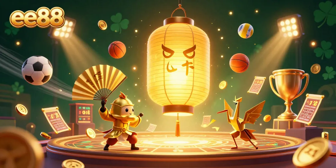 Experience the excitement of sports betting with ee88 in this vibrant casino illustration.