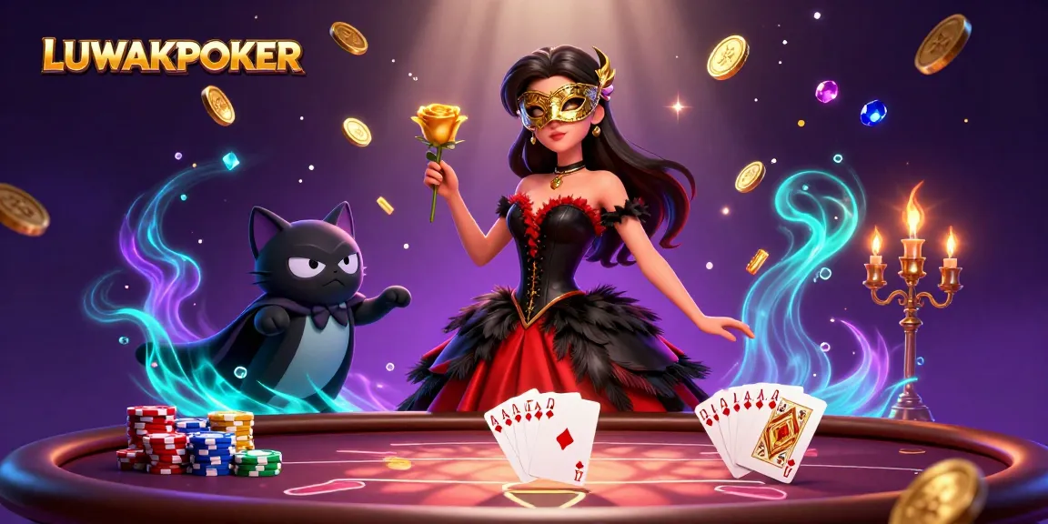 Experience the thrill of LUWAKPOKER with our stunning poker-themed illustration showcasing dynamic gameplay.