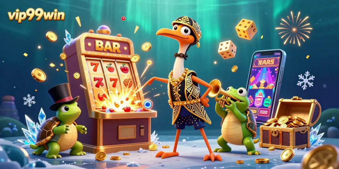 Experience thrilling wins at vip99win with a vibrant 3D casino scene featuring characters and dynamic game elements.