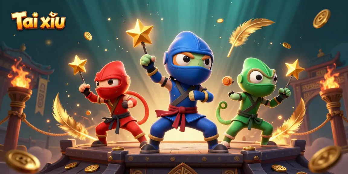 Tài xỉu combines thrilling gambling excitement as chameleon ninjas compete with dazzling elements around them.
