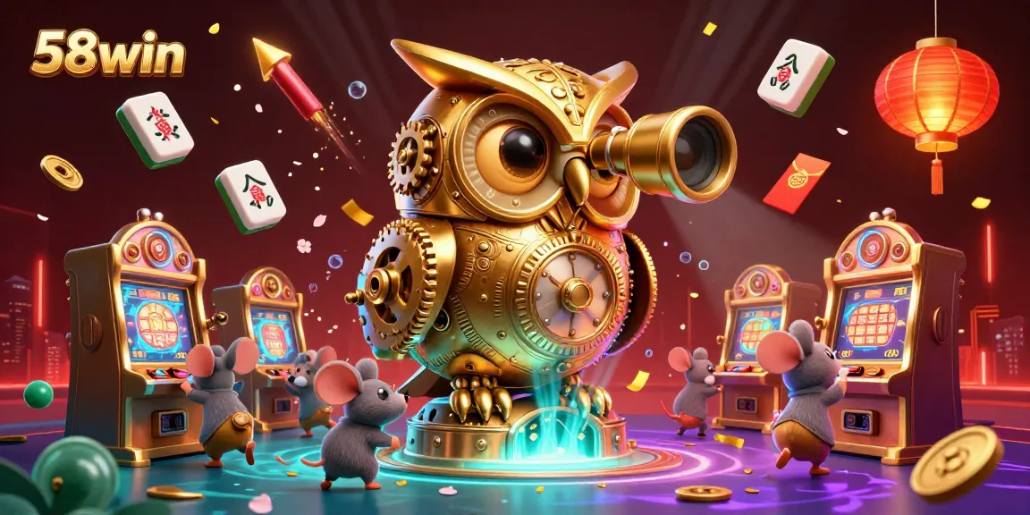 Experience thrilling moments at 58win with clockwork characters and casino fun in a dazzling scene.
