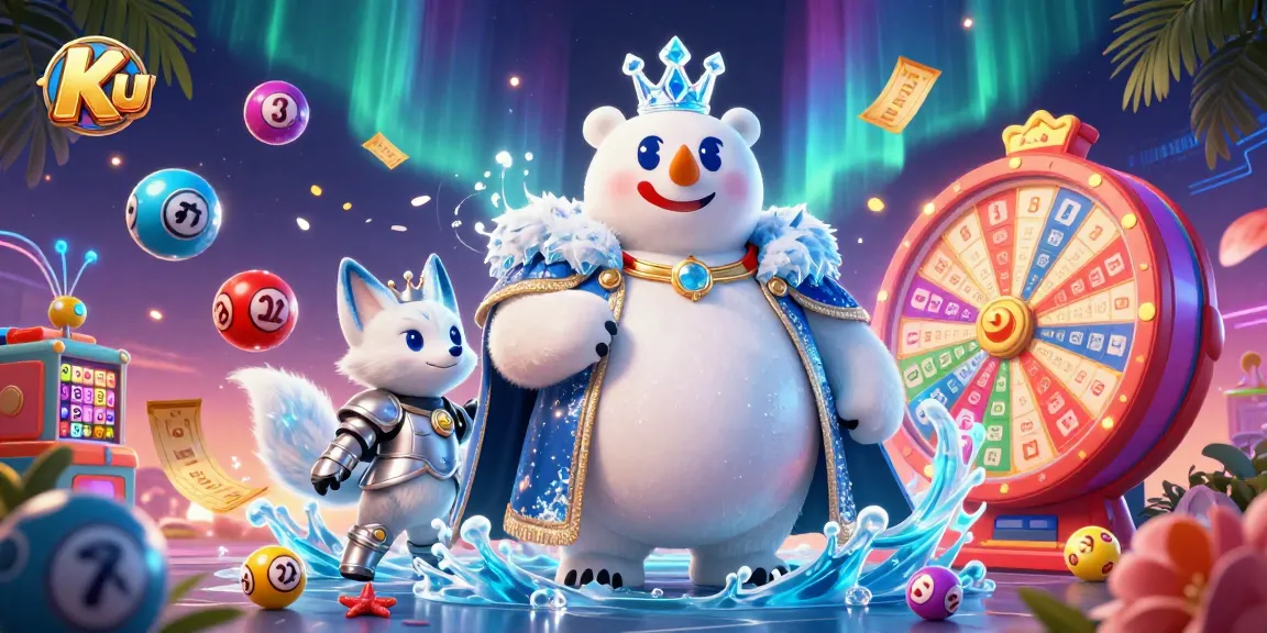 Join the thrilling action at Ku's casino with vibrant lottery balls and festive gaming elements.