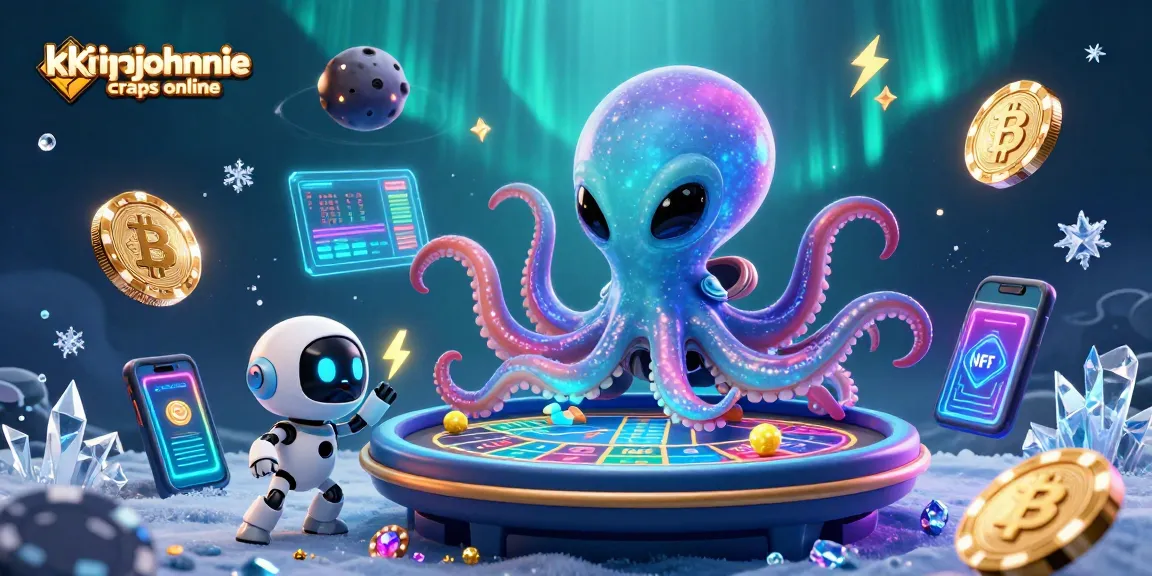 Engage with kingjohnnie craps online featuring a cosmic octopus at a holographic craps table.