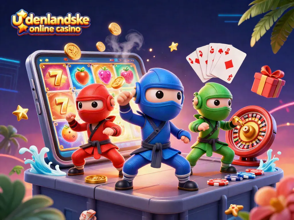 Engage in thrilling action with the ninja chameleon team in vibrant scenes from udenlandske online casino.