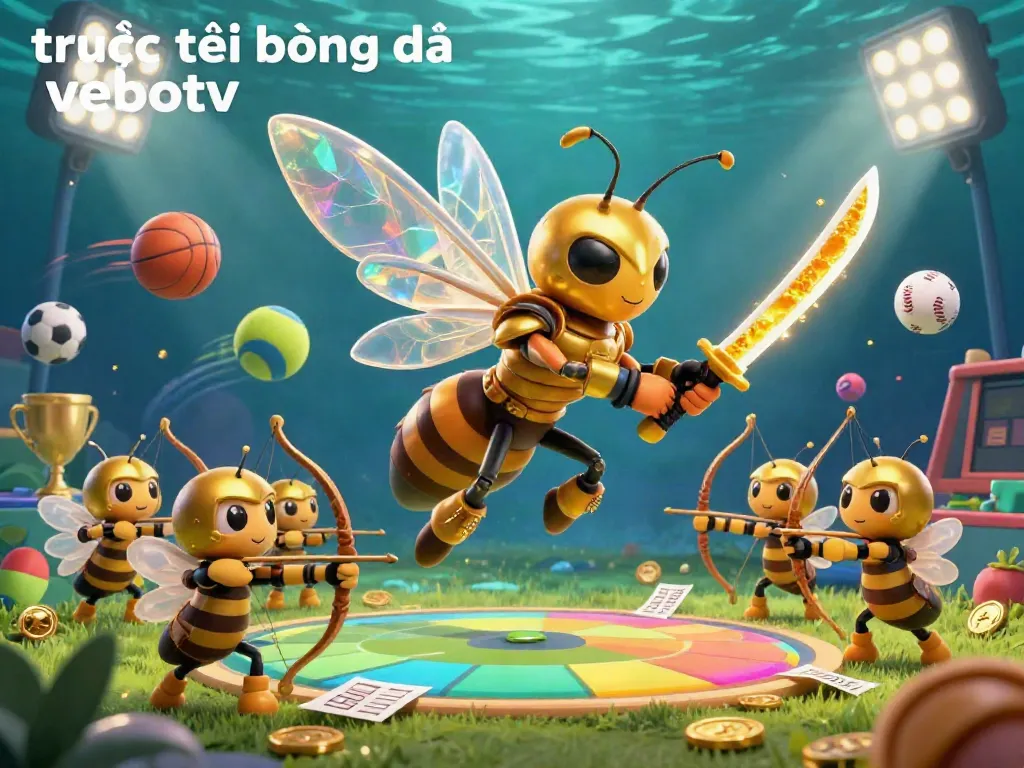 Catch the excitement of trực tiếp bóng đá vebotv with a lively 3D illustration featuring a dynamic sports betting scene.