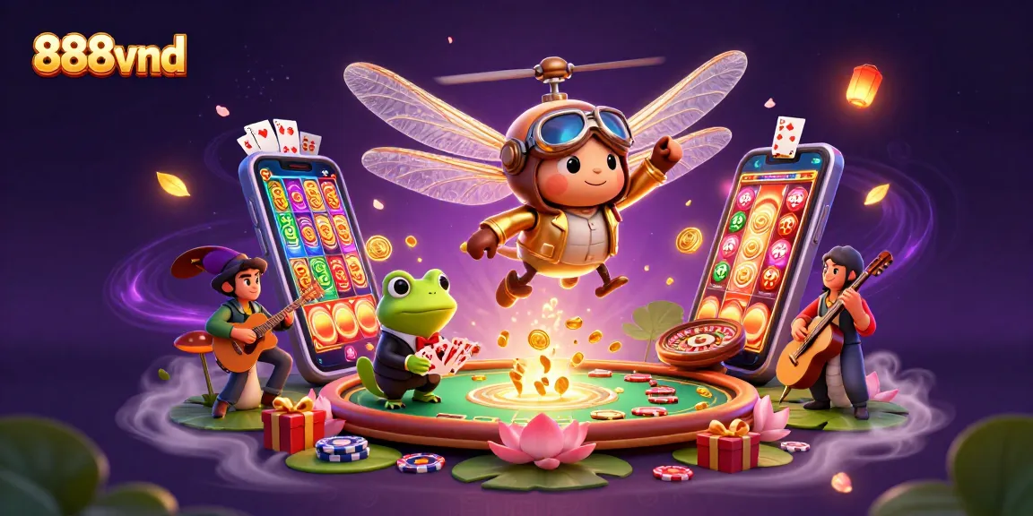 Experience the thrill at 888vnd with our vibrant casino scene featuring unique characters and games.