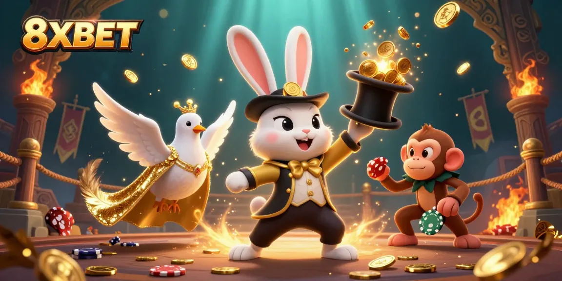 Join the excitement at 8XBET, where a magician rabbit unveils golden treasures and thrilling games await!