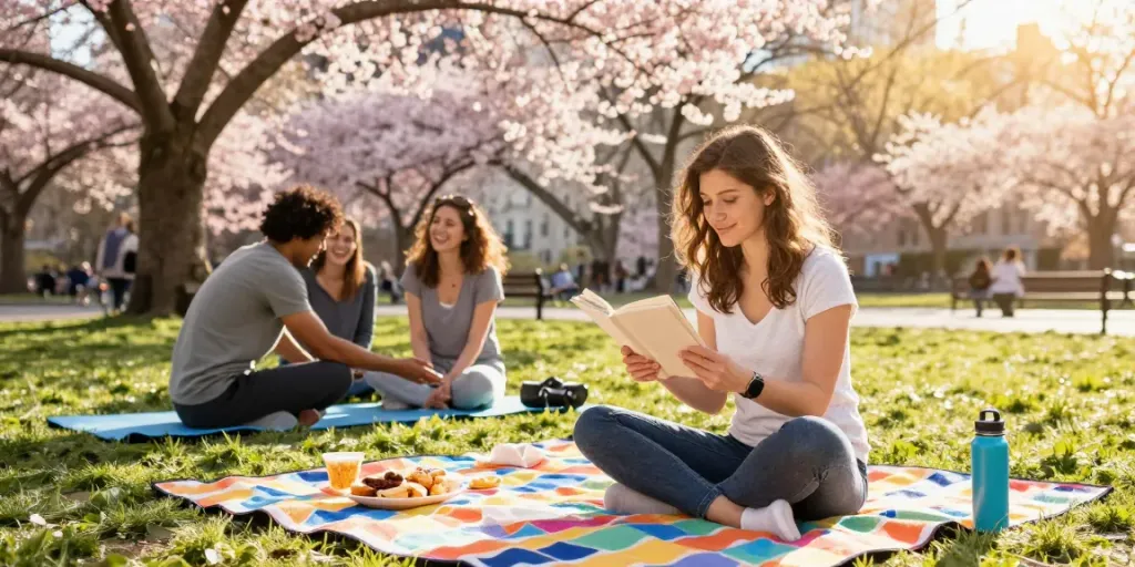 Brianna Lyman age and height captured in a sunny park during a joyful reading moment.