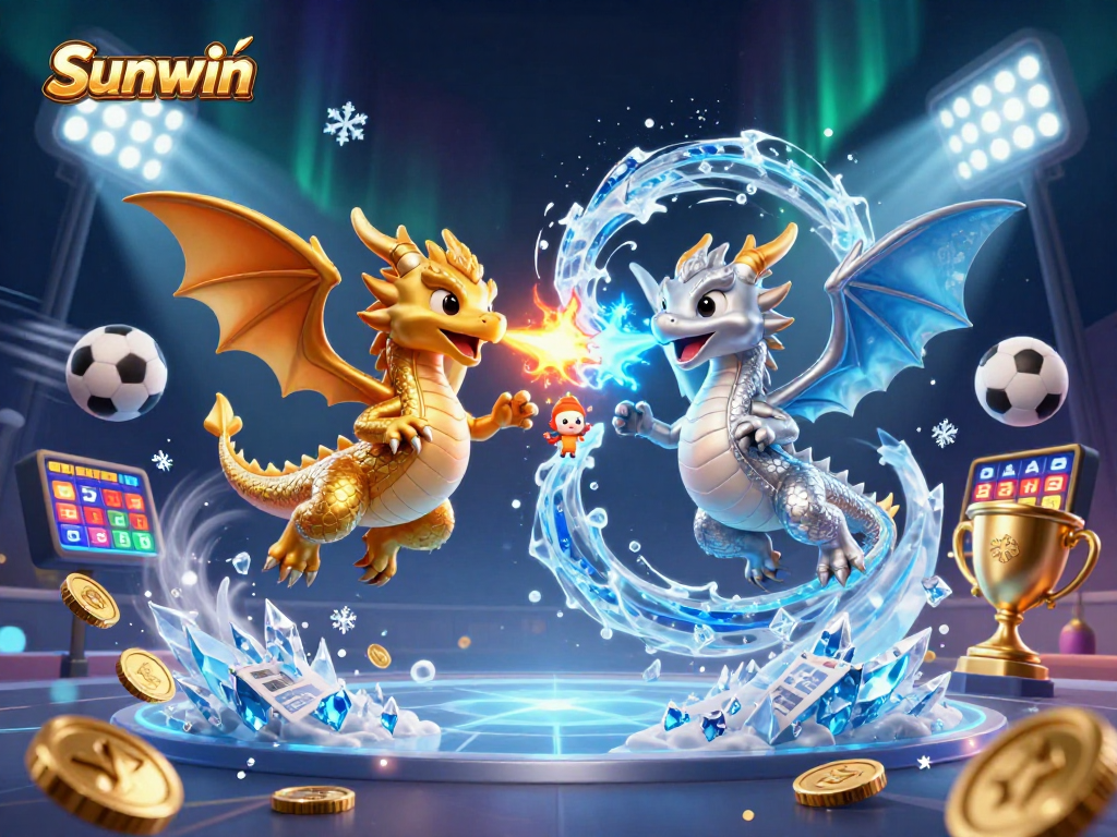 Experience winning moments with Sunwin as dynamic dragons soar over sports betting elements.