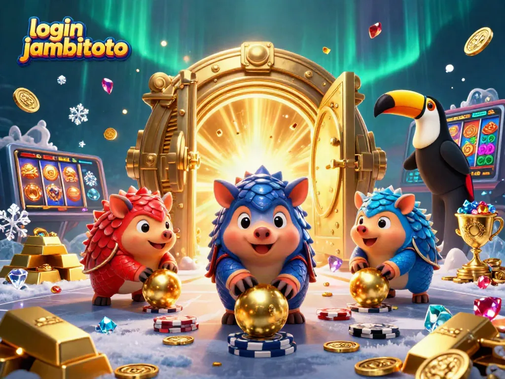 Engage with the vibrant scene of login jambitoto featuring competitive pangolins amidst casino excitement.