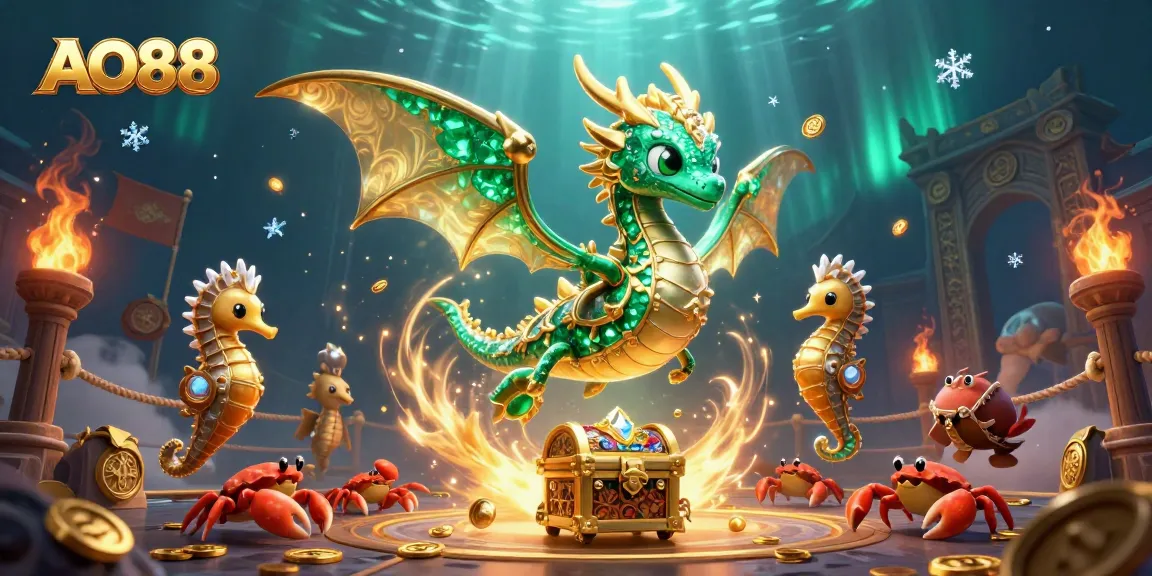 Engage in thrilling gameplay experiences with AO88’s vibrant underwater casino illustration.