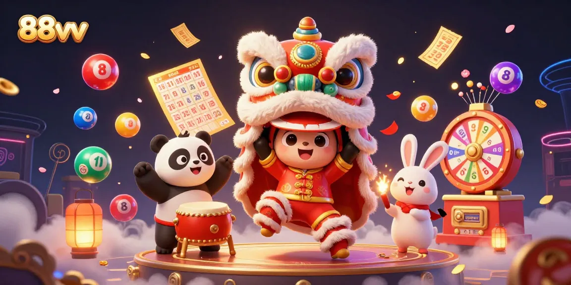 Experience thrilling wins at 88vv with a vibrant lottery scene featuring dynamic characters.