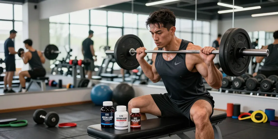 Starker Athlet trainiert im Fitnessstudio mit Astera Shop Produkten.