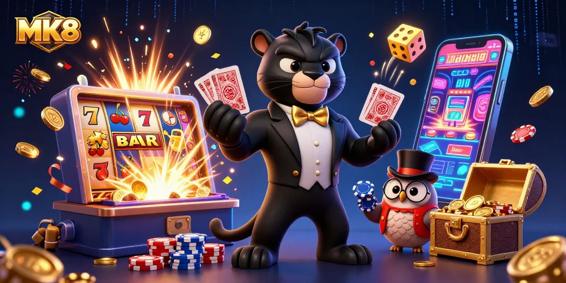 Experience thrilling gameplay with MK8's vibrant casino scene featuring colorful slots and lively characters.