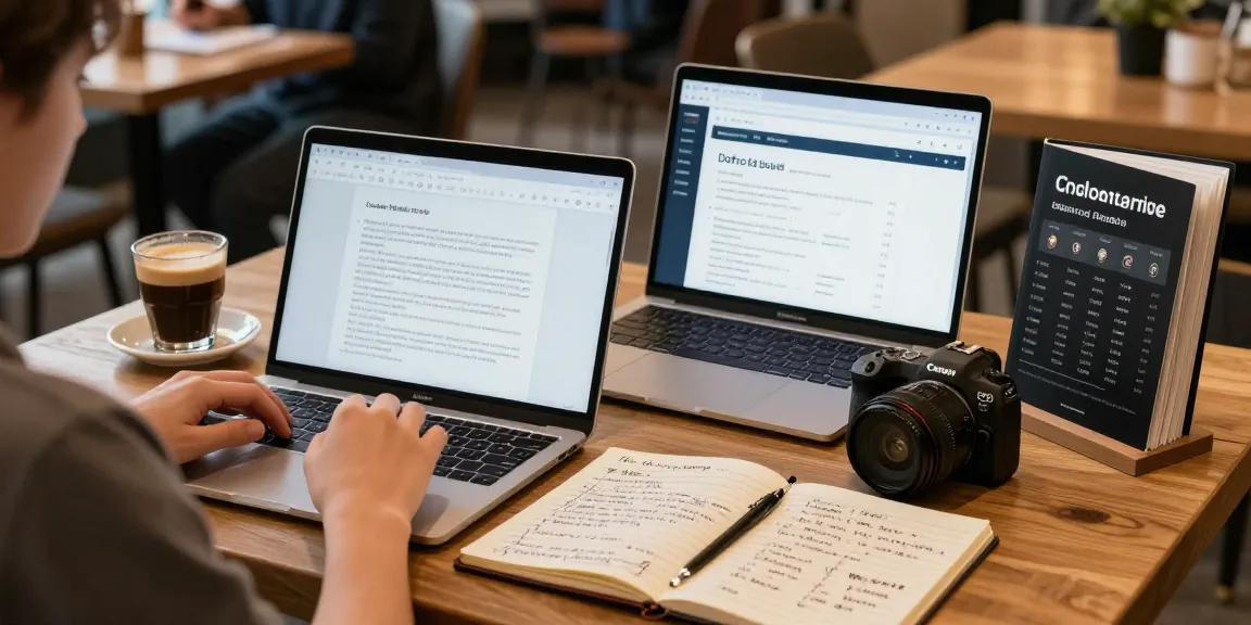 Edimakor in einem modernen Café mit einem Laptop, das Kryptowährungen und DeFi-Plattformen studiert.