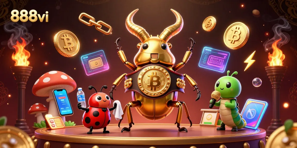 Engage with the 888vi giant beetle champion in a vibrant crypto casino showdown.