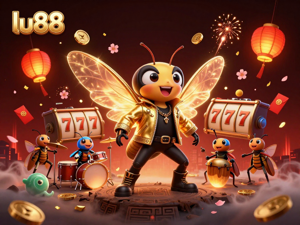 Experience exciting gaming adventures at lu88 featuring vibrant illustrations of characters and casino elements.