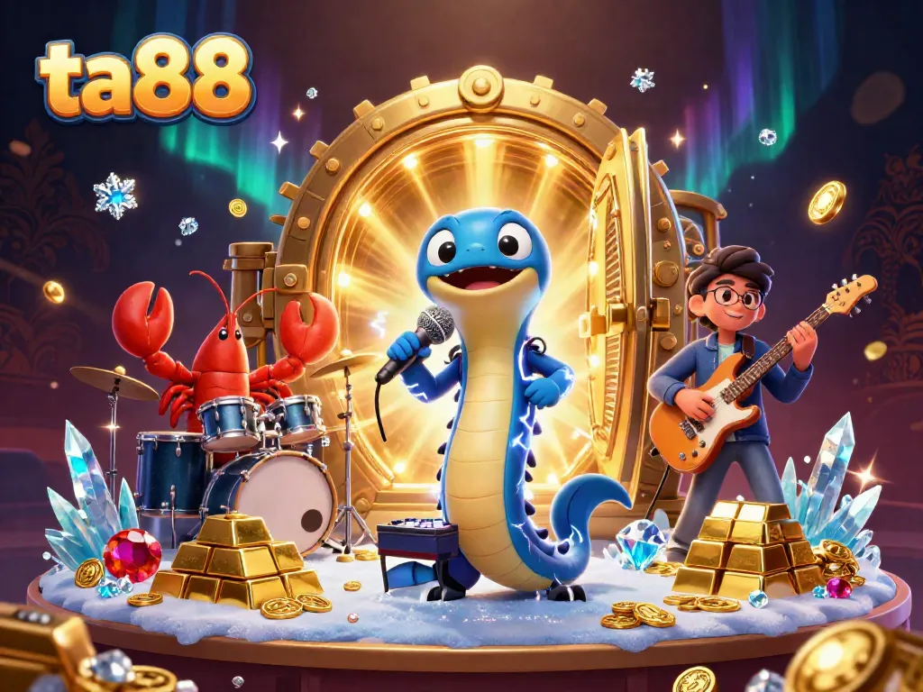 Experience ta88's vibrant underwater casino scene featuring an electric eel DJ and friends.