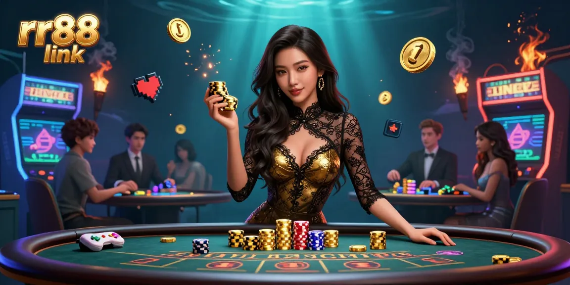 Experience high-stakes action at the rr88 link baccarat table with golden casino chips.