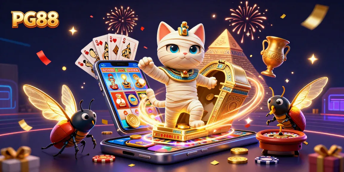 Experience thrilling adventures with PG88 in a vibrant casino scene featuring dynamic games and rich details.