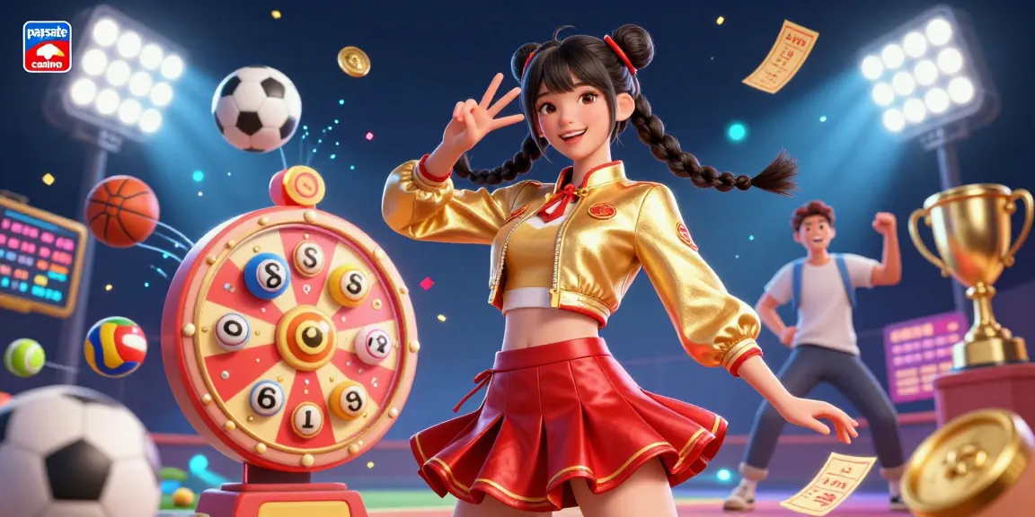 Erleben Sie nahtloses Spielen in einem Paysafe Card Casino mit lebendigen visuellen Elementen, dynamischen Sportaspekten und einer feierlichen Atmosphäre.